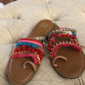 Pom Pom Gemstone Fridge Sandals